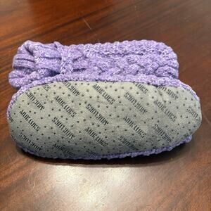 MUK LUKS Women’s Sweater Cuff Bootie Slipper Socks Frosted Purple Women S/M